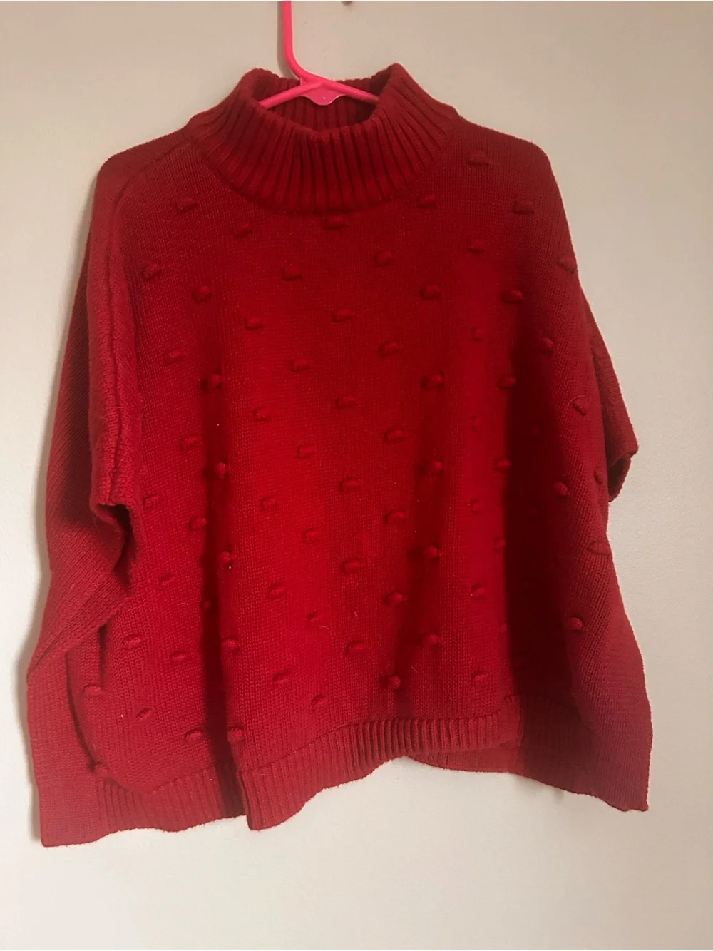 Toddler girls Carter's Red Pom-Pom Turtleneck Poncho Sweater